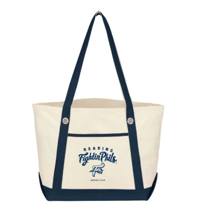 Canvas Cream/Navy Fightin Phils Tote Bag
